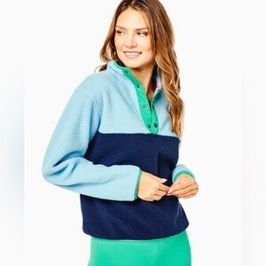 Addison Bay Fleece Pinehurst Pullover Outwear Beverly blue navy small EUC